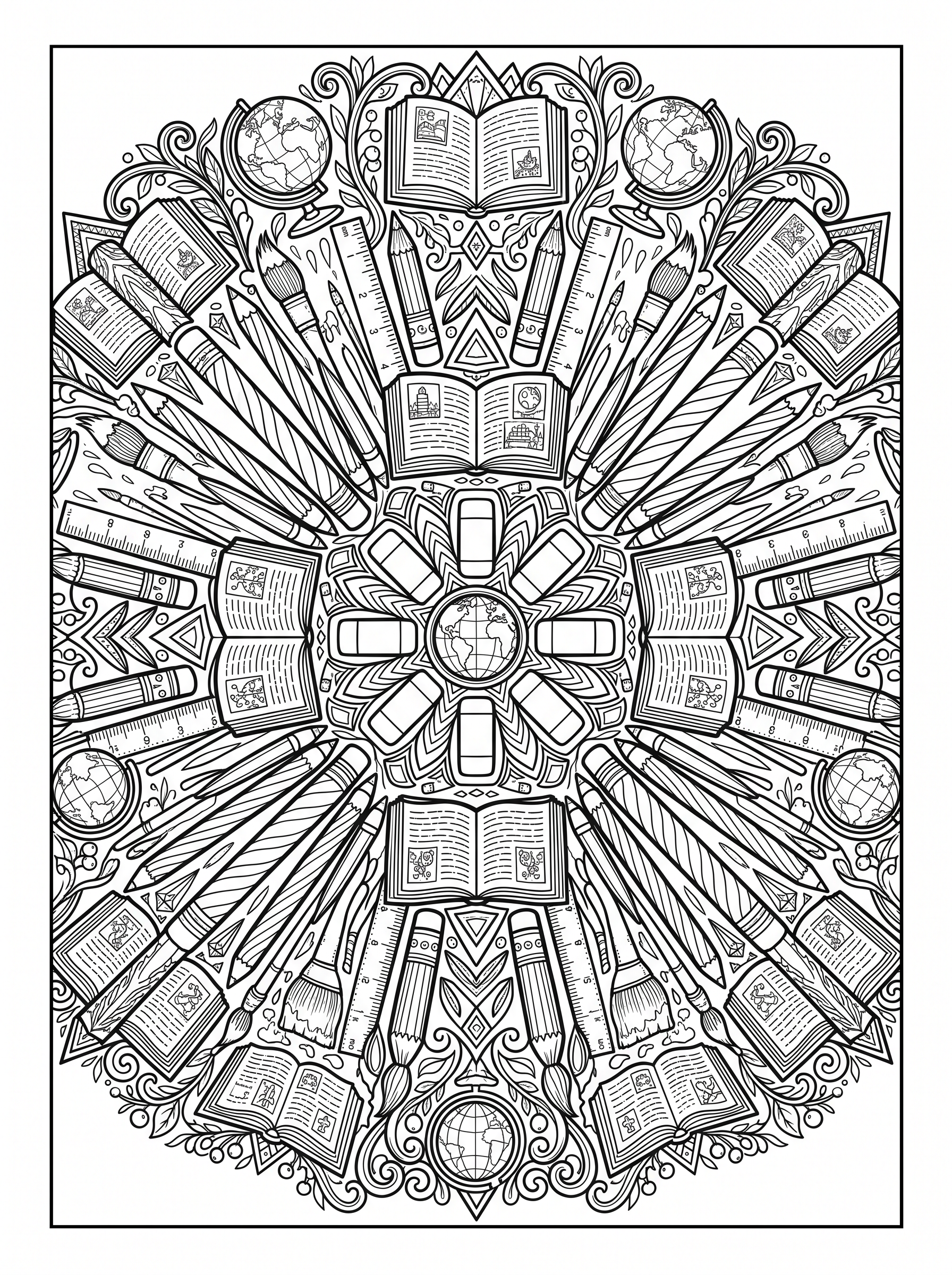 Free Back to School Printable Colouring Page - Mandala Supplies