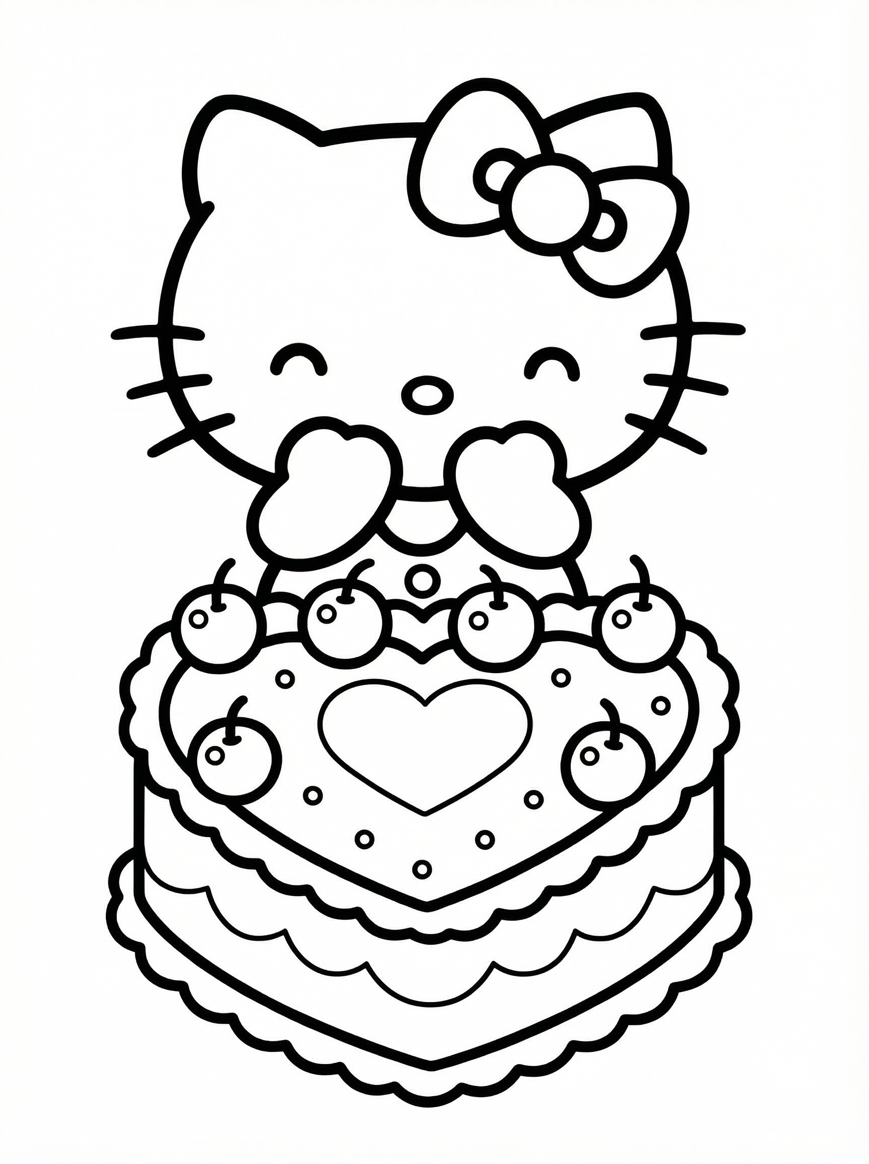 Free Hello Kitty Birthday Cake Printable Colouring Page