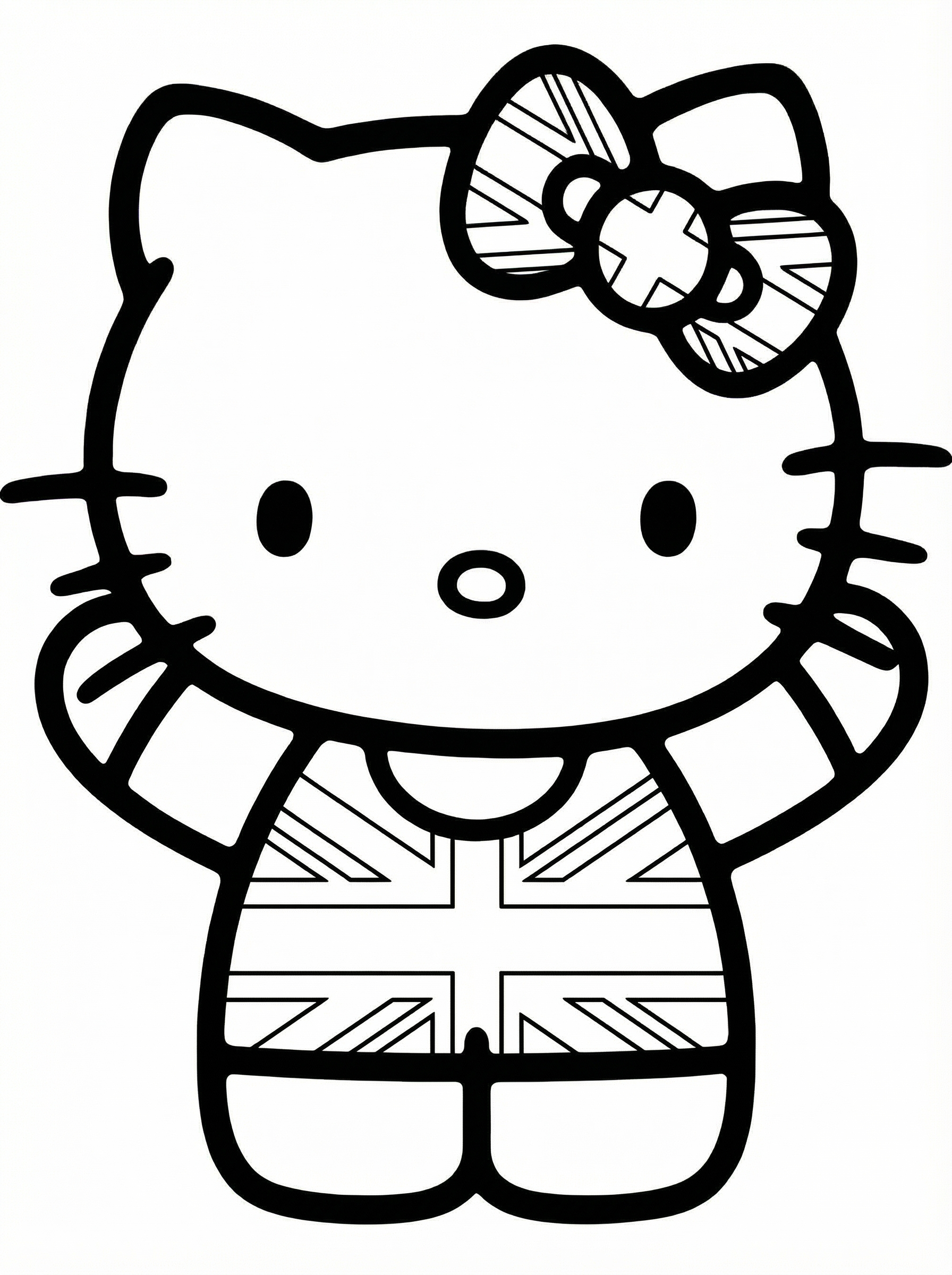 Free Hello Kitty Union Jack Printable Colouring Page