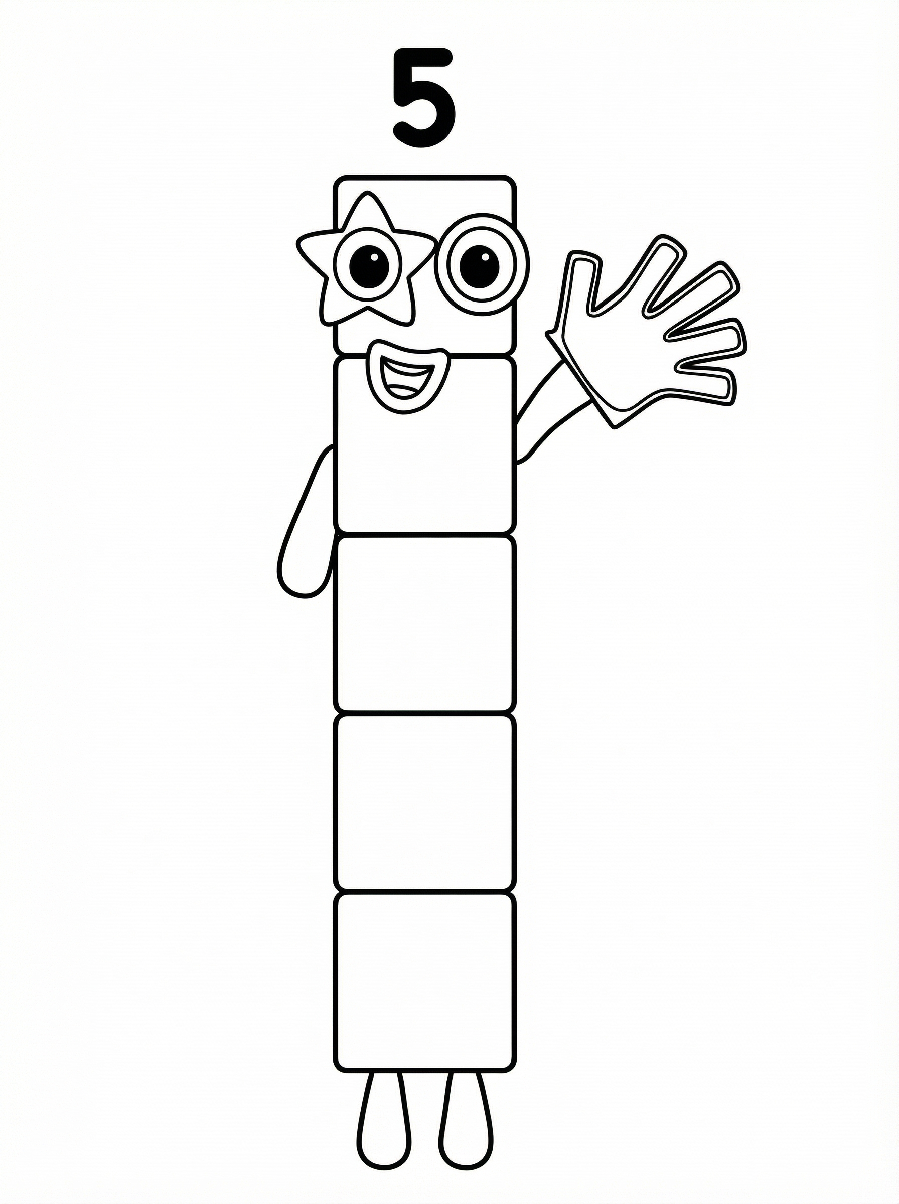 Free Numberblocks Five Printable Colouring Page
