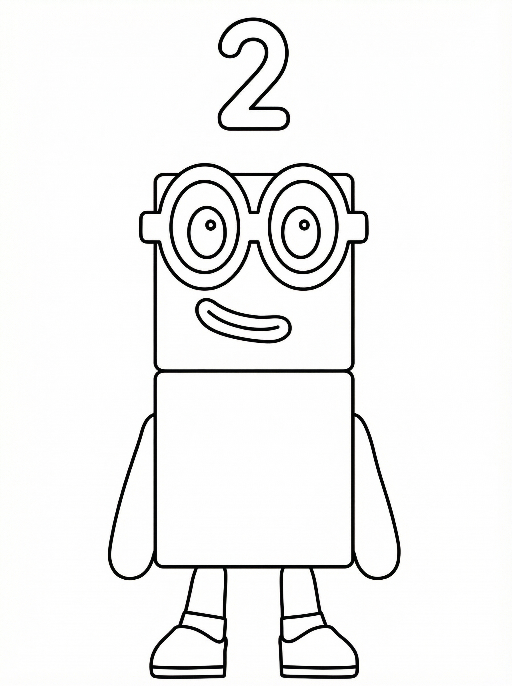 Free Numberblocks Two Printable Colouring Page