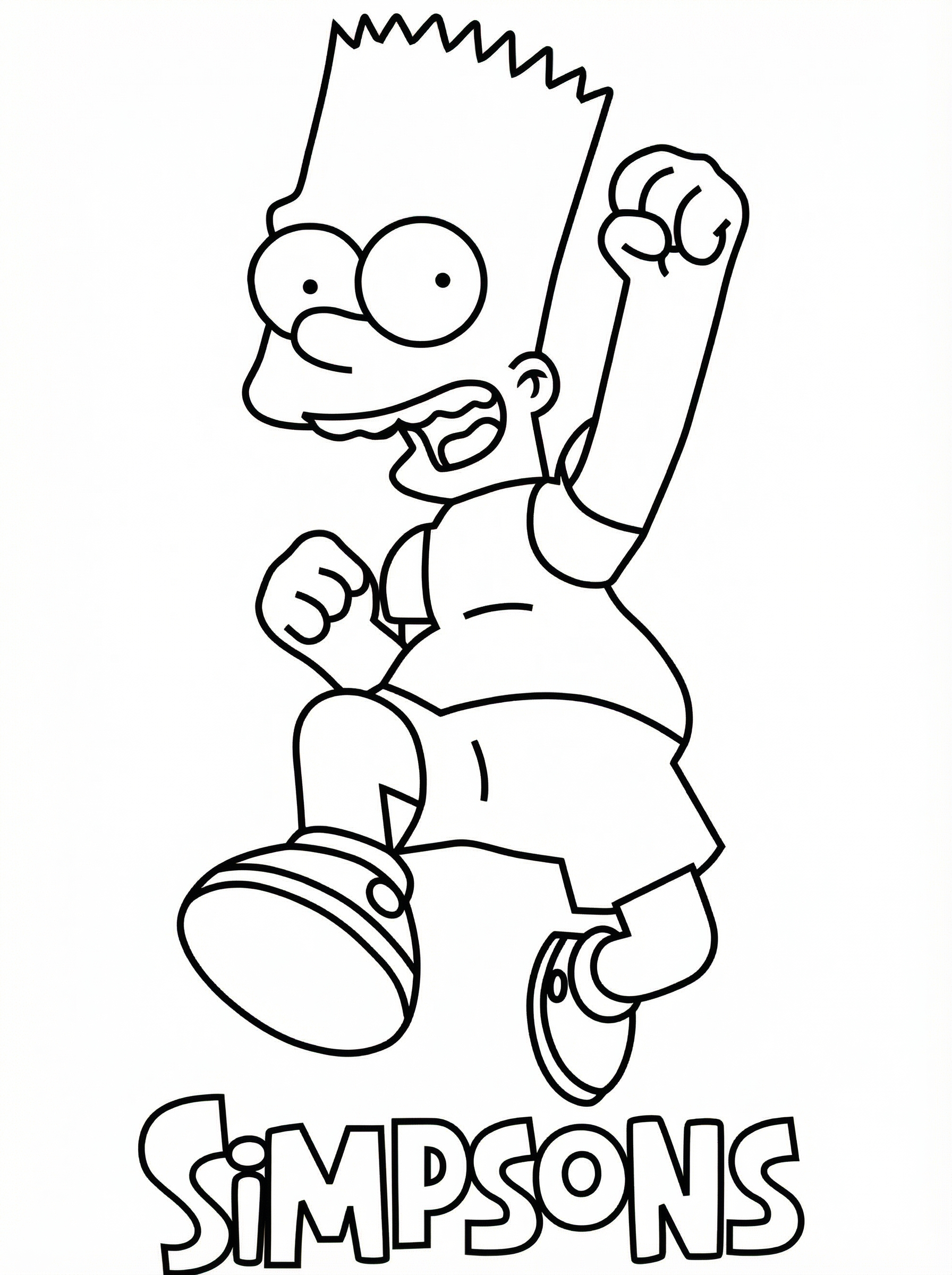 Free Bart Simpson Printable Colouring Page - Fist Pump Jump