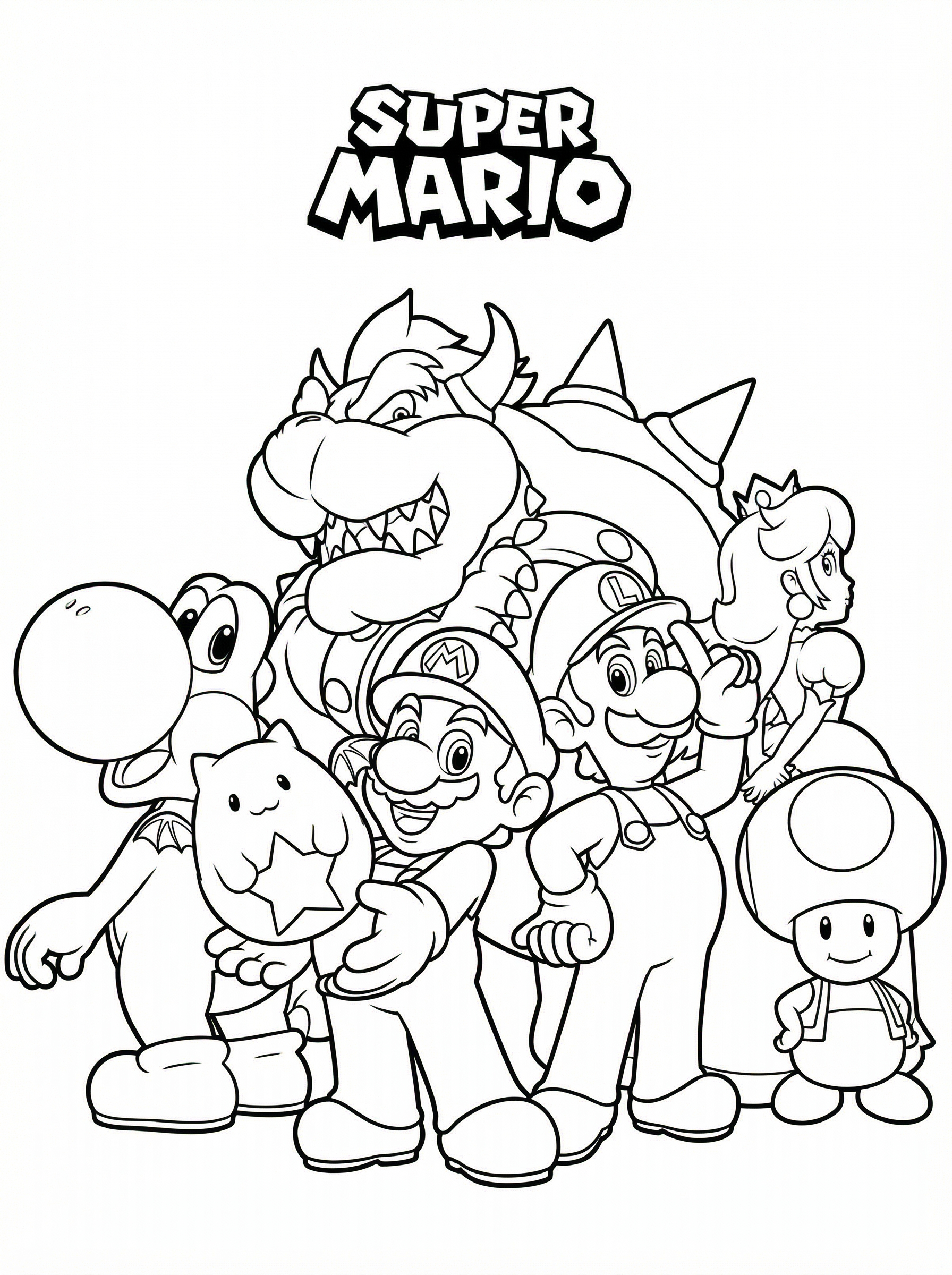 Free Super Mario Bros Printable Colouring Page
