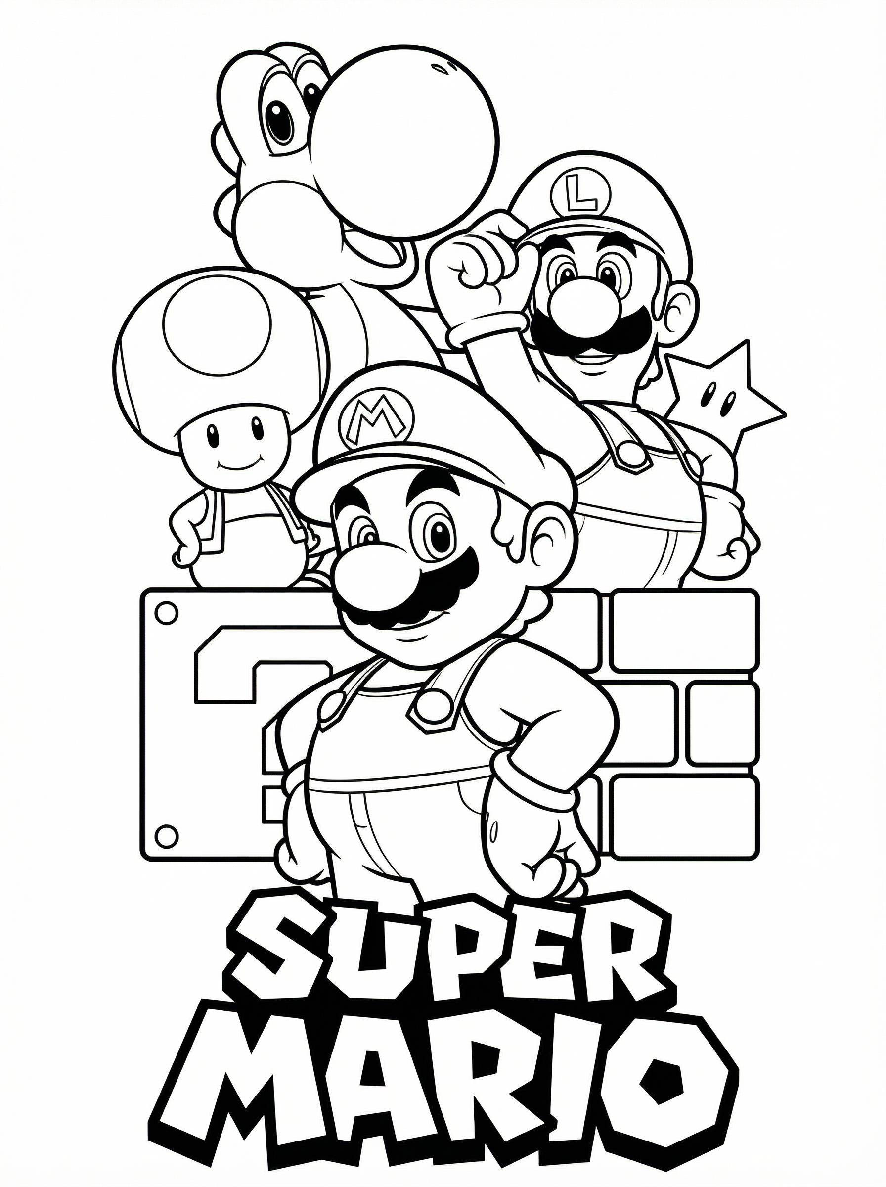 Free Super Mario Printable Colouring Page
